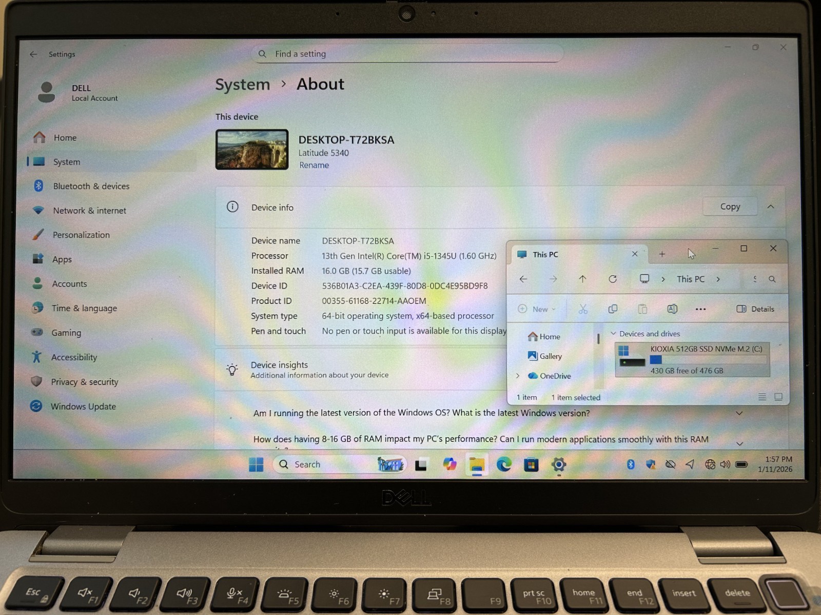 Laptop Dell Latitude 5340 12.5″ Core i5-1345U @1.60Ghz 512GB SSD 16GB RAM Win 11