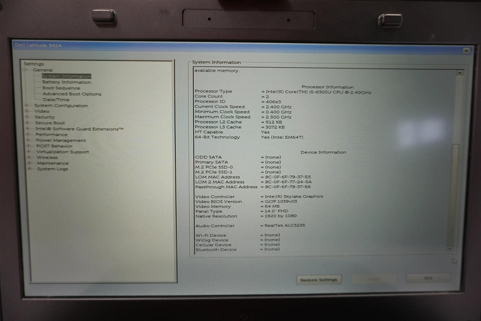 Dell Latitude Rugged 5414 14″ FHD Intel Core i5-6300U 2.4GHz 8GB No SSD Touch
