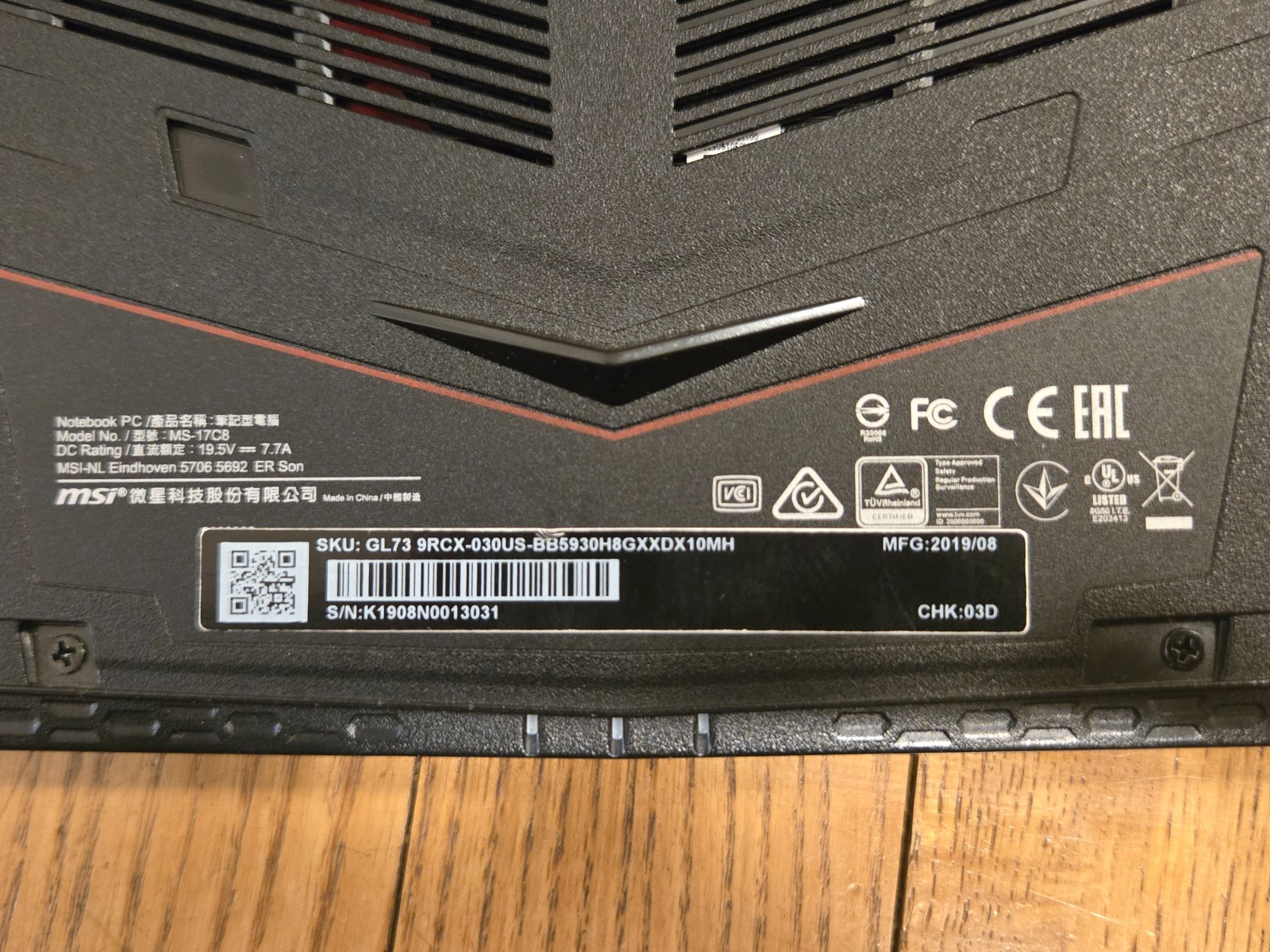 MSI GL73 9RCX 30 17.3″ Gaming Laptop, GTX 1050 Ti, 8 GB RAM, 256 GB SSD