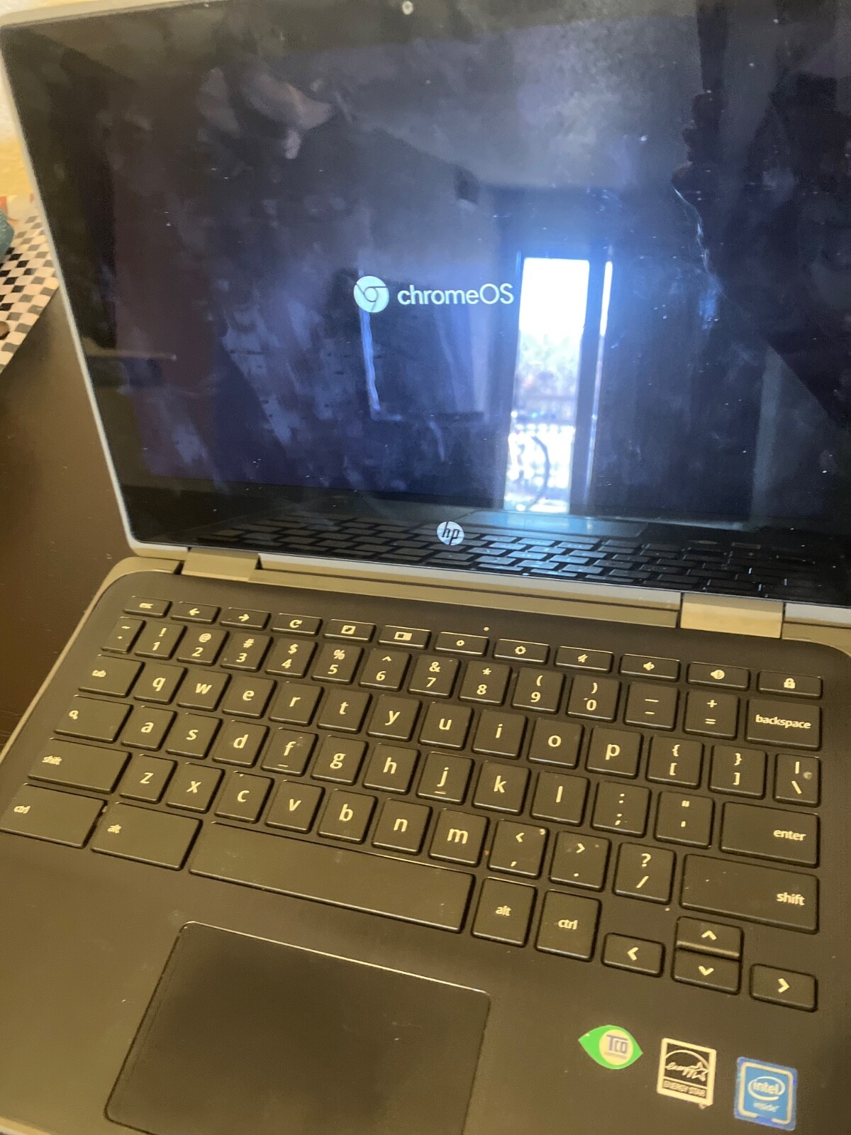 hp laptop touch screen black , good condition , downloaded , charger included