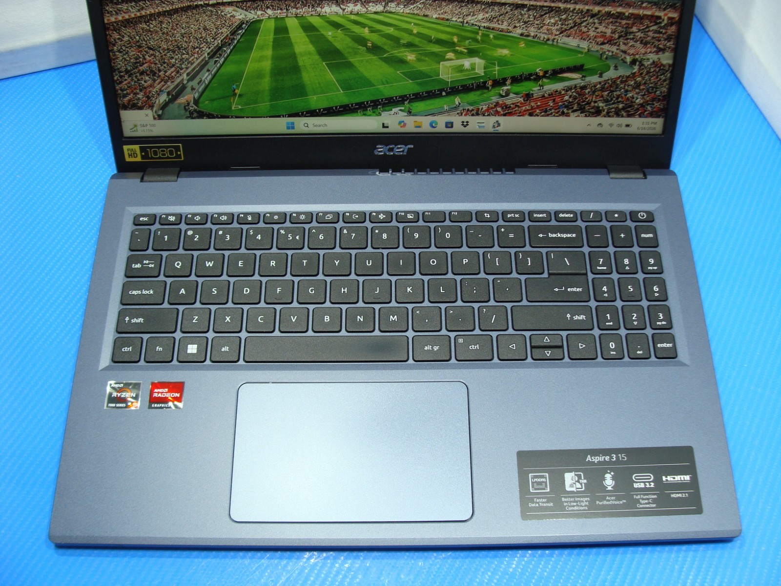 Acer Aspire A315-24PT 15.6″FHD TOUCH AMD Ryzen 5 7520U 2.8Gh 8GB 512GB W11H +PA