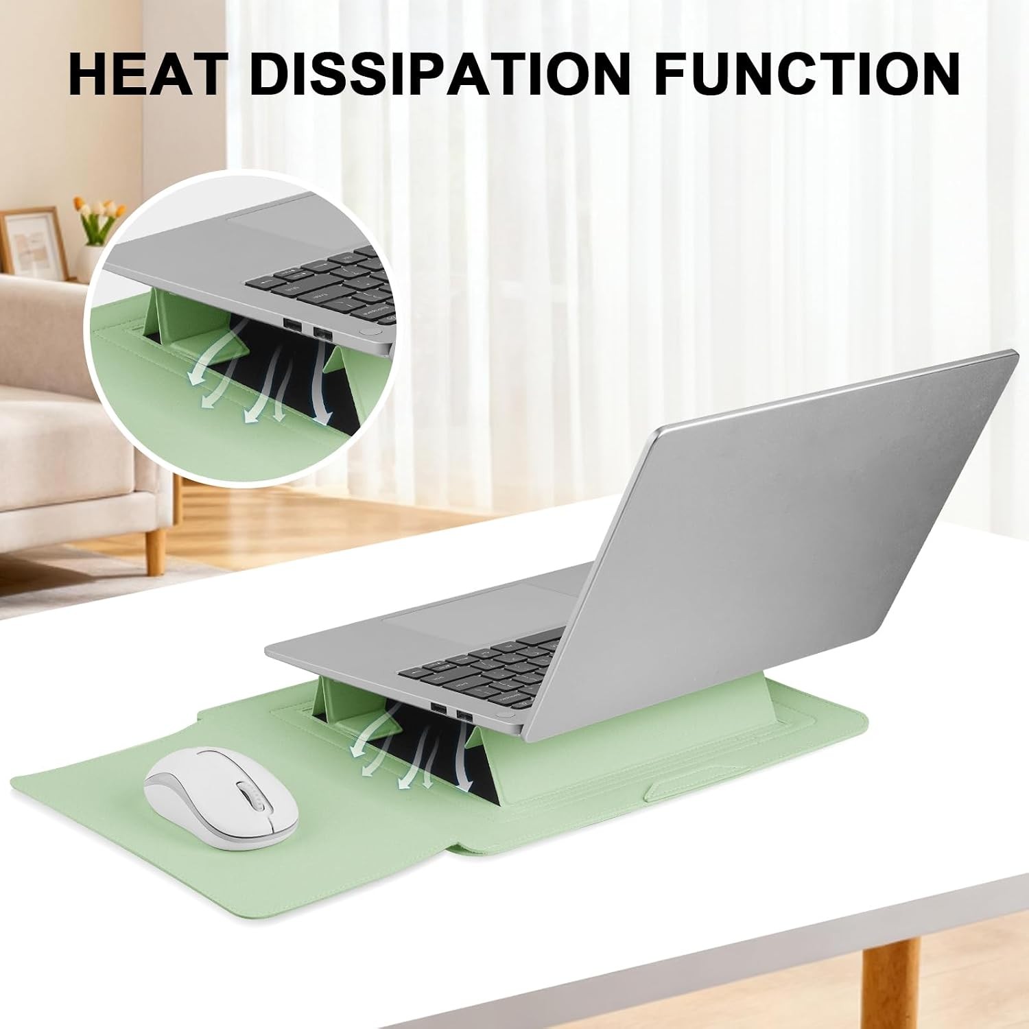 Laptop Sleeve Case for 13.3”/13.6” MacBook Pro 14/Air, ASUS, Dell – Green PU L