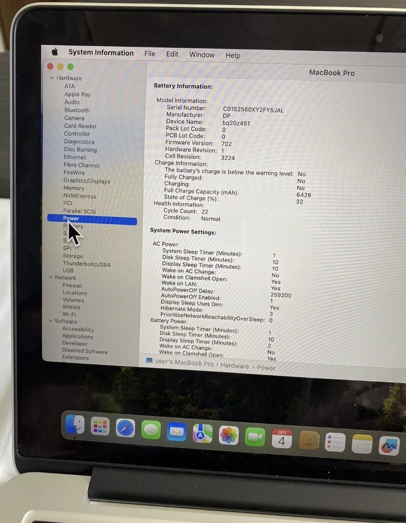 Apple MacBook Pro 13” – macOS 15.7.2 Sequoia – Low Battery Charge Cycles – MINT