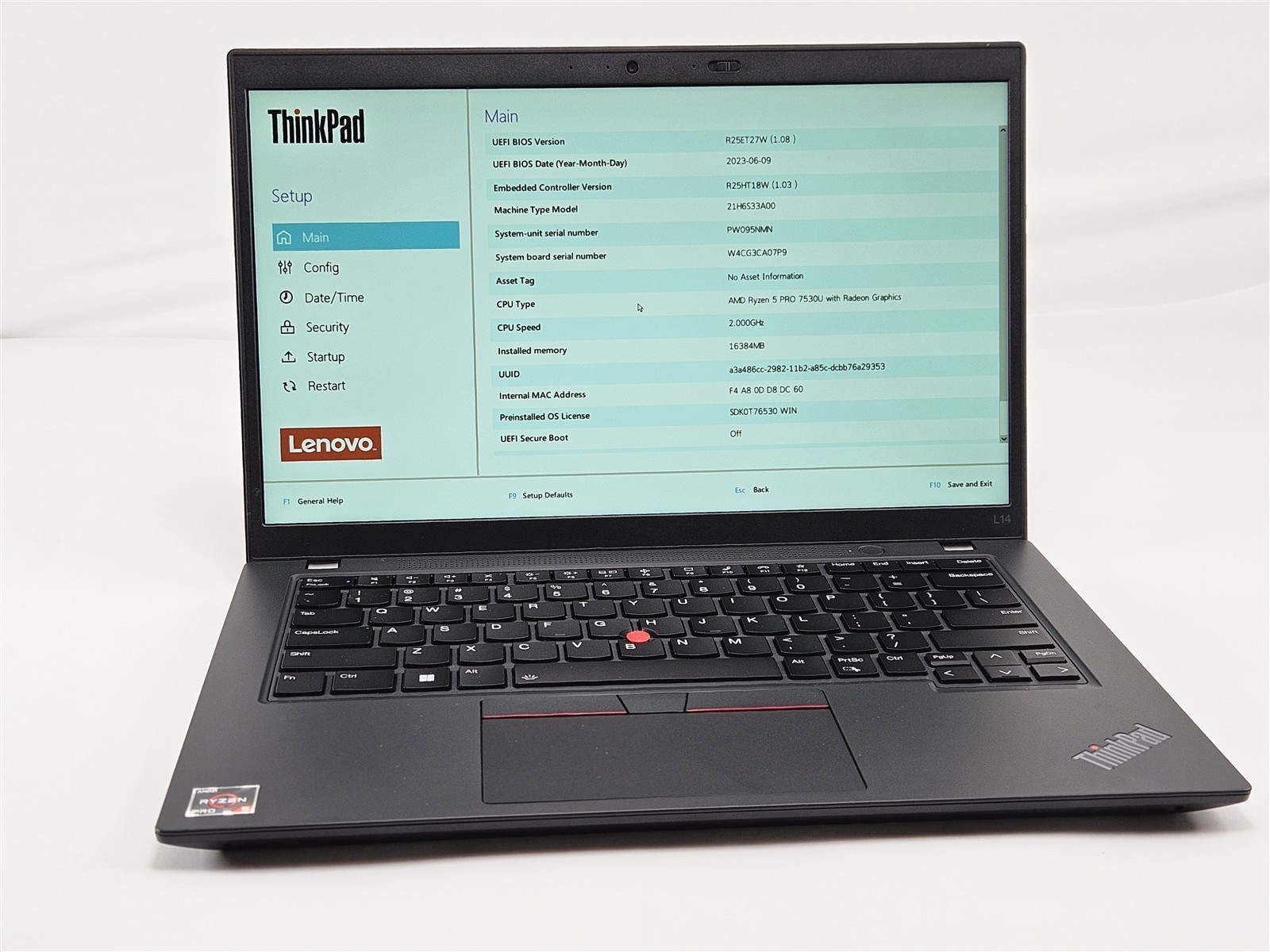Lenovo ThinkPad L14 Gen 4 AMD Ryzen 5 Pro 7530U 16GB No Storage 14″ Business