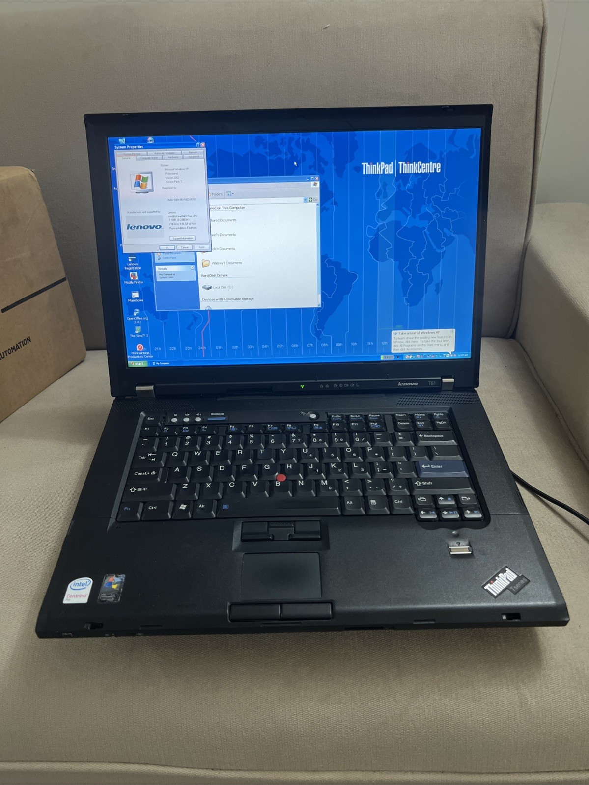 IBM Lenovo ThinkPad T61 14″IN LCD T7300 2.00GHz 2GB RAM 80GB HDD Windows XP PRO