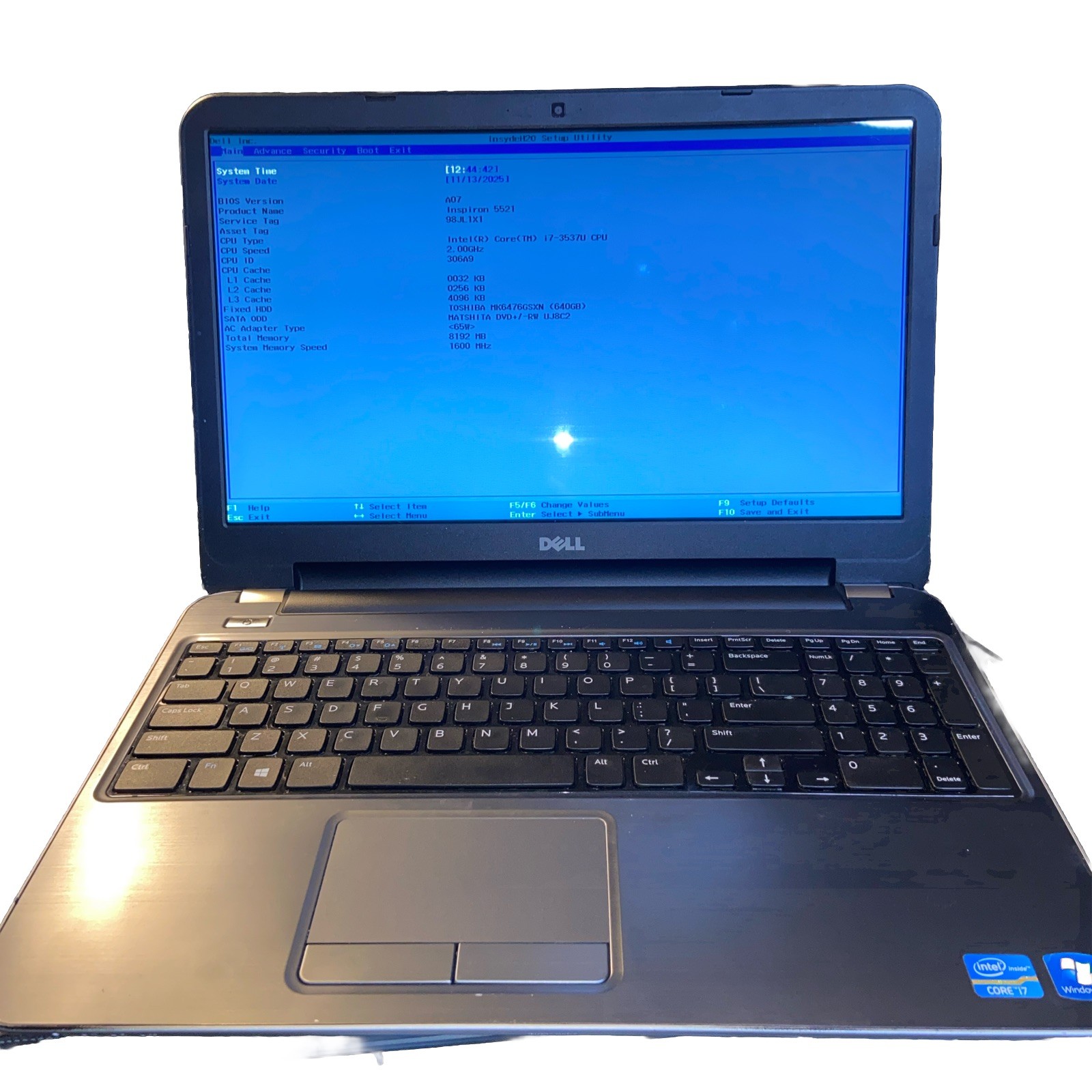 Dell Inspiron 15R 5521 Laptop i7-3537U 2.0Ghz 15.6″, 8GB, BAD BATTERY/SCREEN!