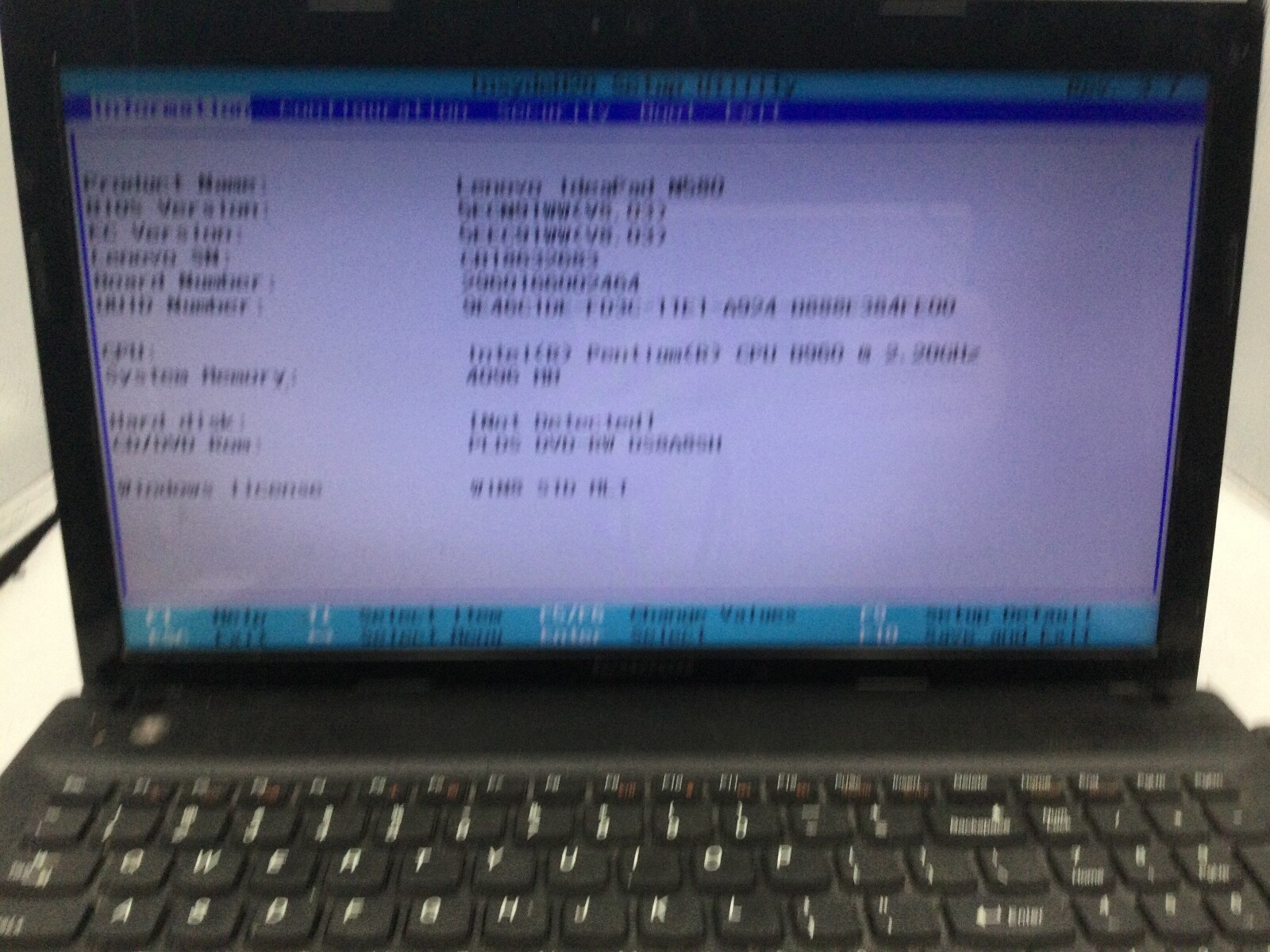 LENOVO IDEAPAD N580 – BOOTS TO BIOS – INTEL PENTIUM B960 – 4GB RAM -READ DESC-BB