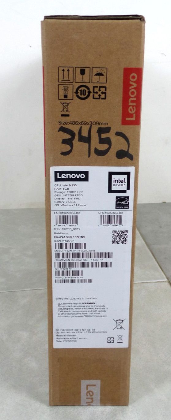 Lenovo IdeaPad Slim 3i 15.6″ Full HD Laptop – 128GB UFS Intel Processor N150 8GB