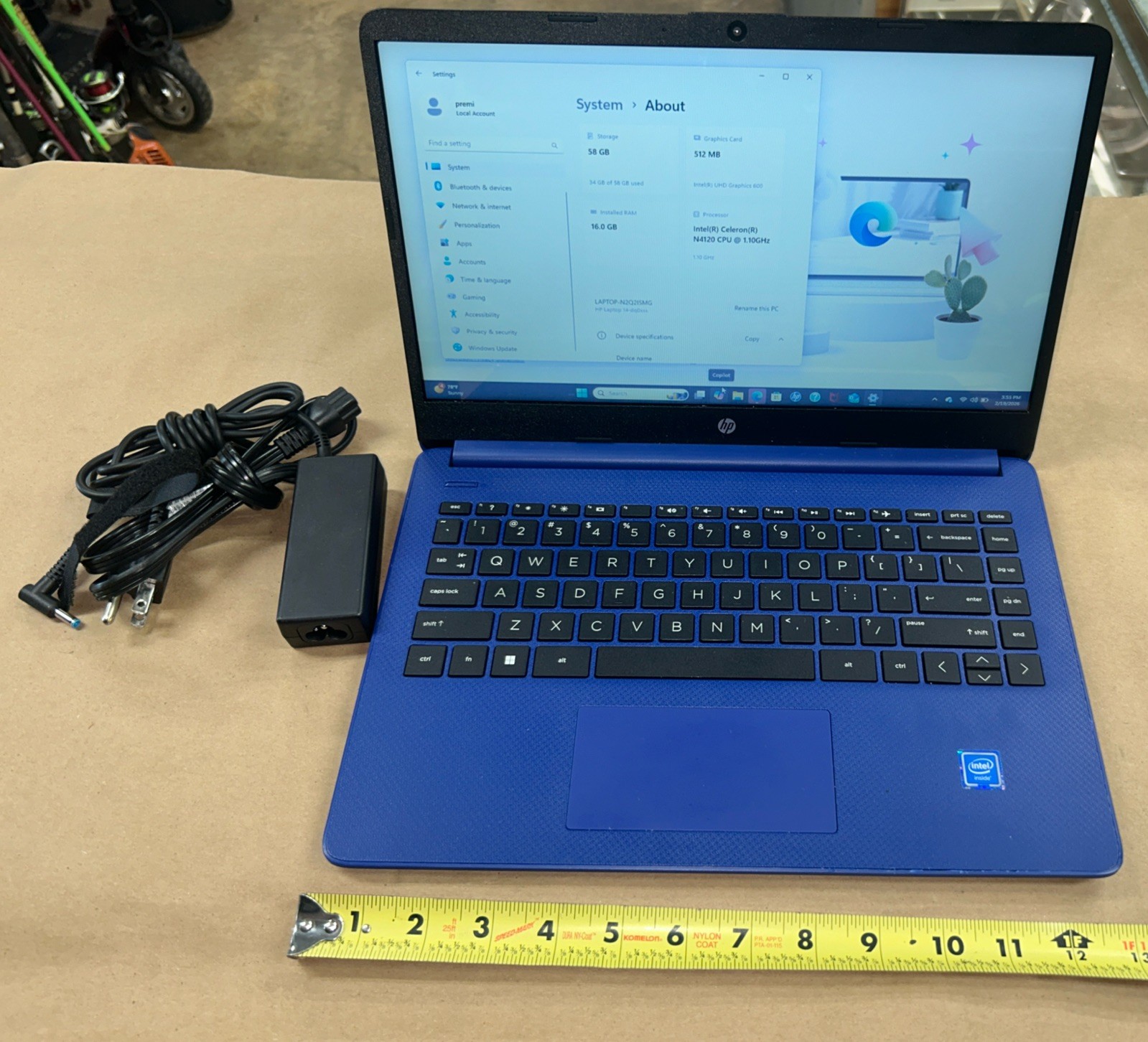 HP Laptop 14-dq0050nr | Intel Celeron N4120 | 16.0GB RAM | 64GB SSD | Touch