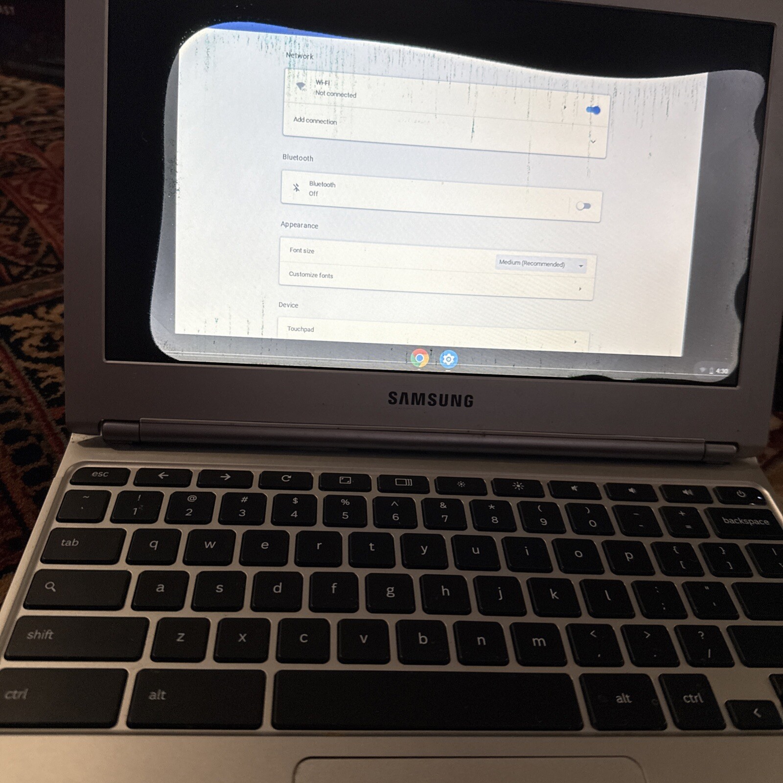 Samsung Chrome Notebook Model XE303C12 + PS – For Parts – Bad Display – AS IS