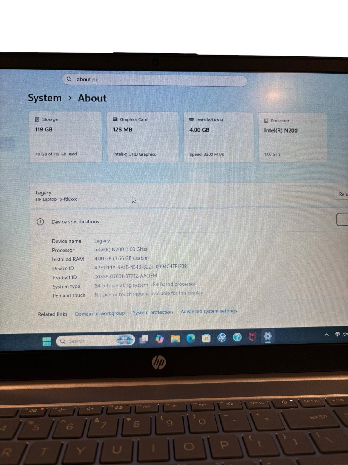 HP Laptop 15-FD0084WM 15.6″ N200 1.0GHz 4GB RAM 128GB SSD