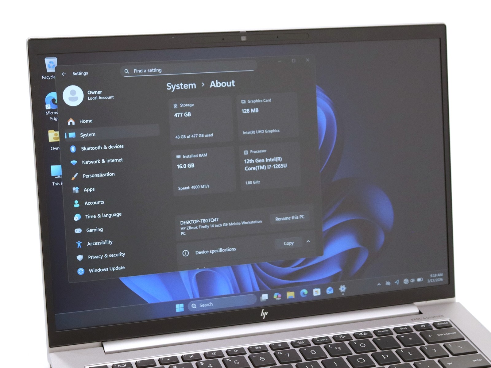 HP ZBook Firefly G9 Mobile 14.0″ FHD+ Intel i7-1265U 16GB RAM 512GB NVMe W11P