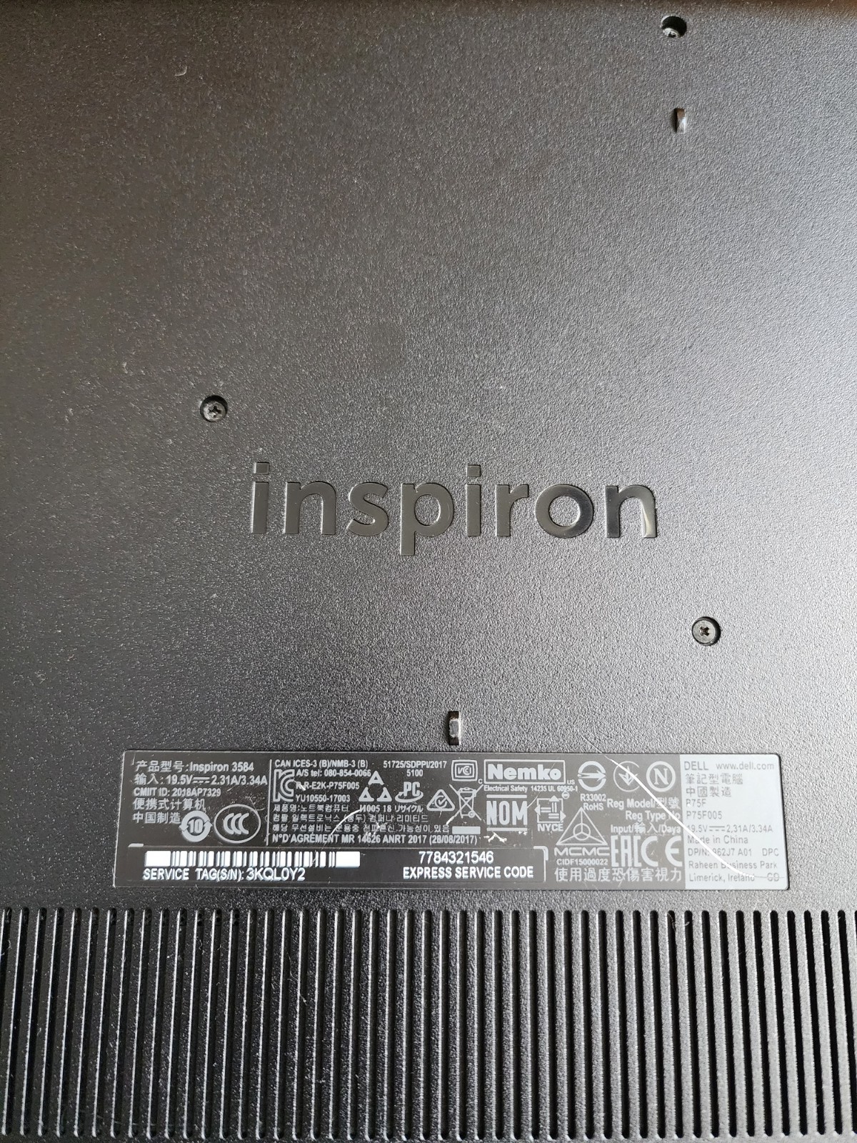 Dell Inspiron 3584 with Charger, Works Great
