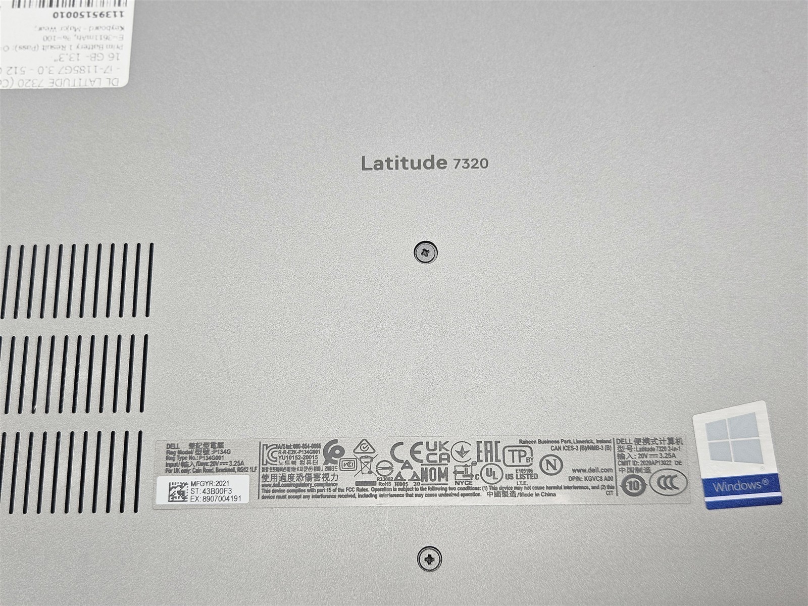 Dell 13.3″ Latitude 7320 Intel Core i7-1185G7 16GB 512GB SSD Touchscreen No OS