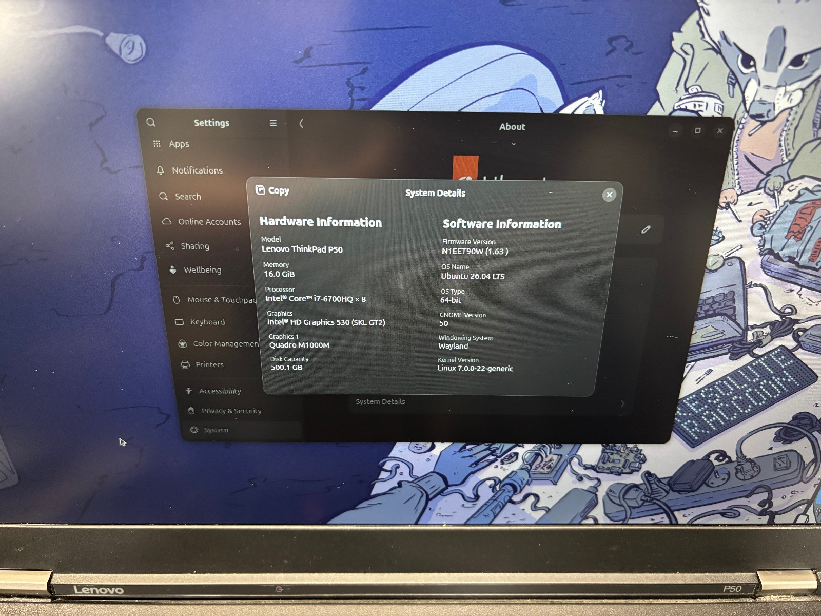Lenovo ThinkPad P50 Core i7-6700HQ 16GB RAM 500GB NVME Quadro M1000M