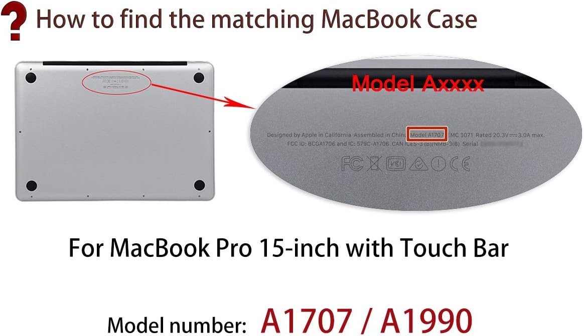 Matte Hard Case for MacBook Pro 15 inch with Touch Bar & USB-C 2016 2019 A1990 A