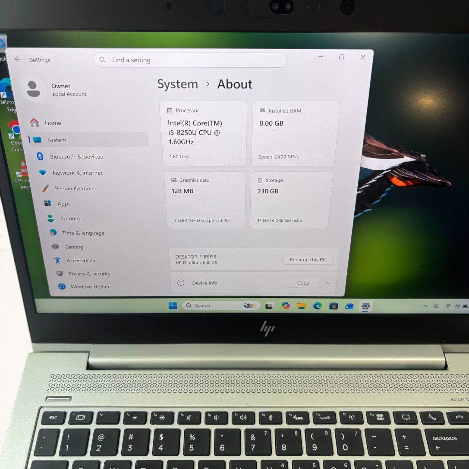 HP EliteBook 840 G5 – i5 8th Gen | 8GB RAM | 256GB SSD | Win11 #128