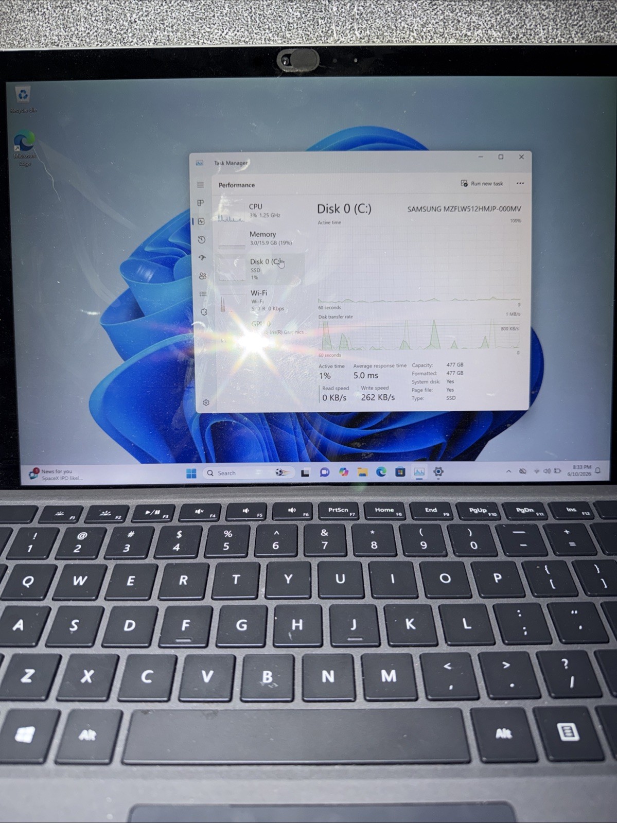 Microsoft Surface Pro 4 Core i7-6650U 2.2GHz 16GB RAM 512GB SSD Win 11,TOUCH