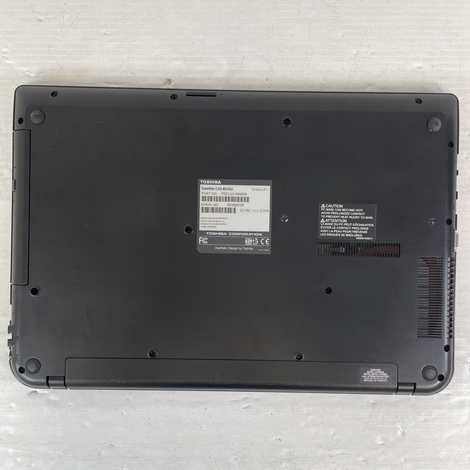 Toshiba Satellite C55-B5362 Core i3-4005U 1.7G CPU 4GB RAM 500GB HDD Windows 10
