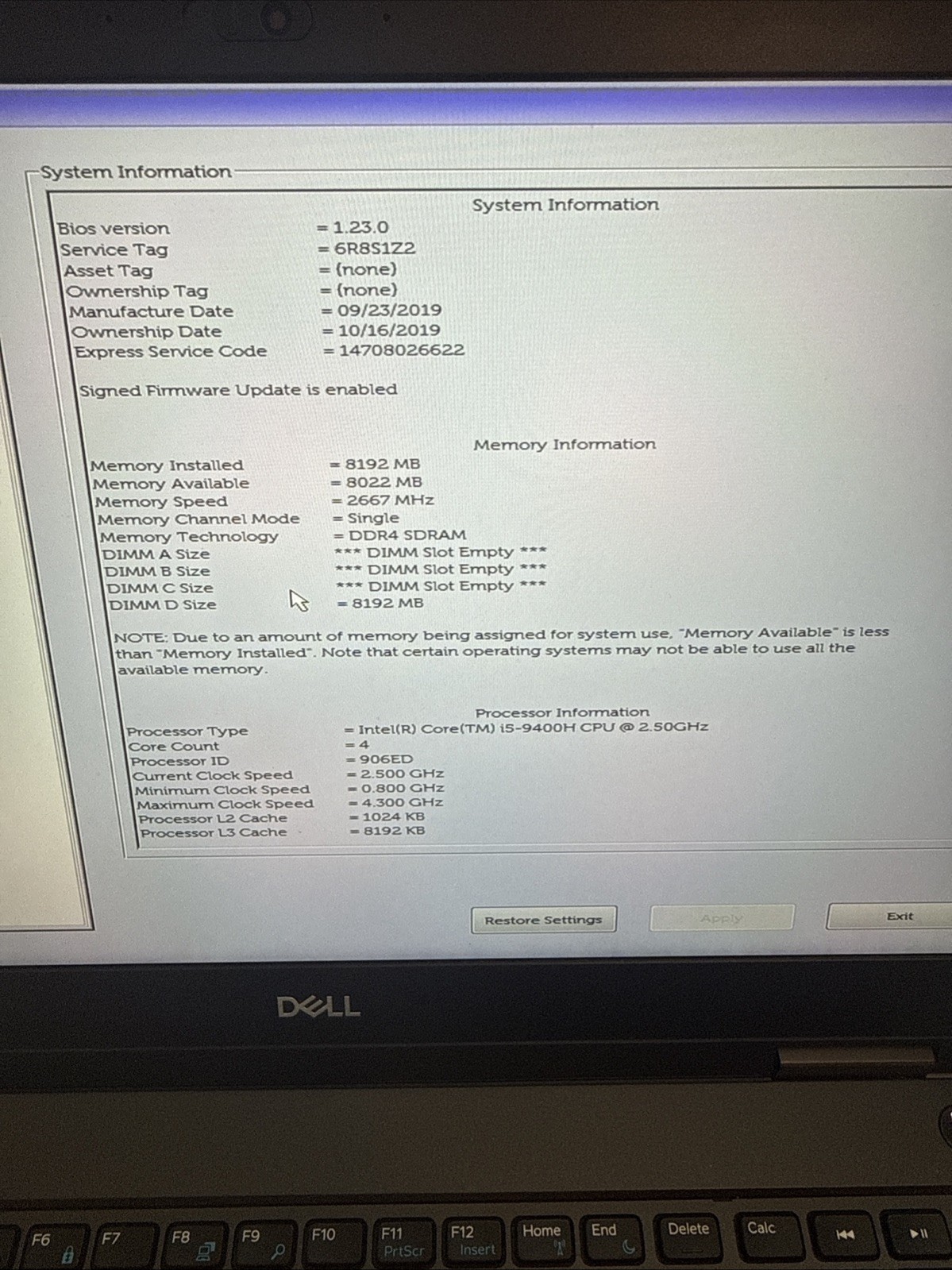 Dell Precision 7540 15.6″ 8GB i5-9400H, Titan Grey
