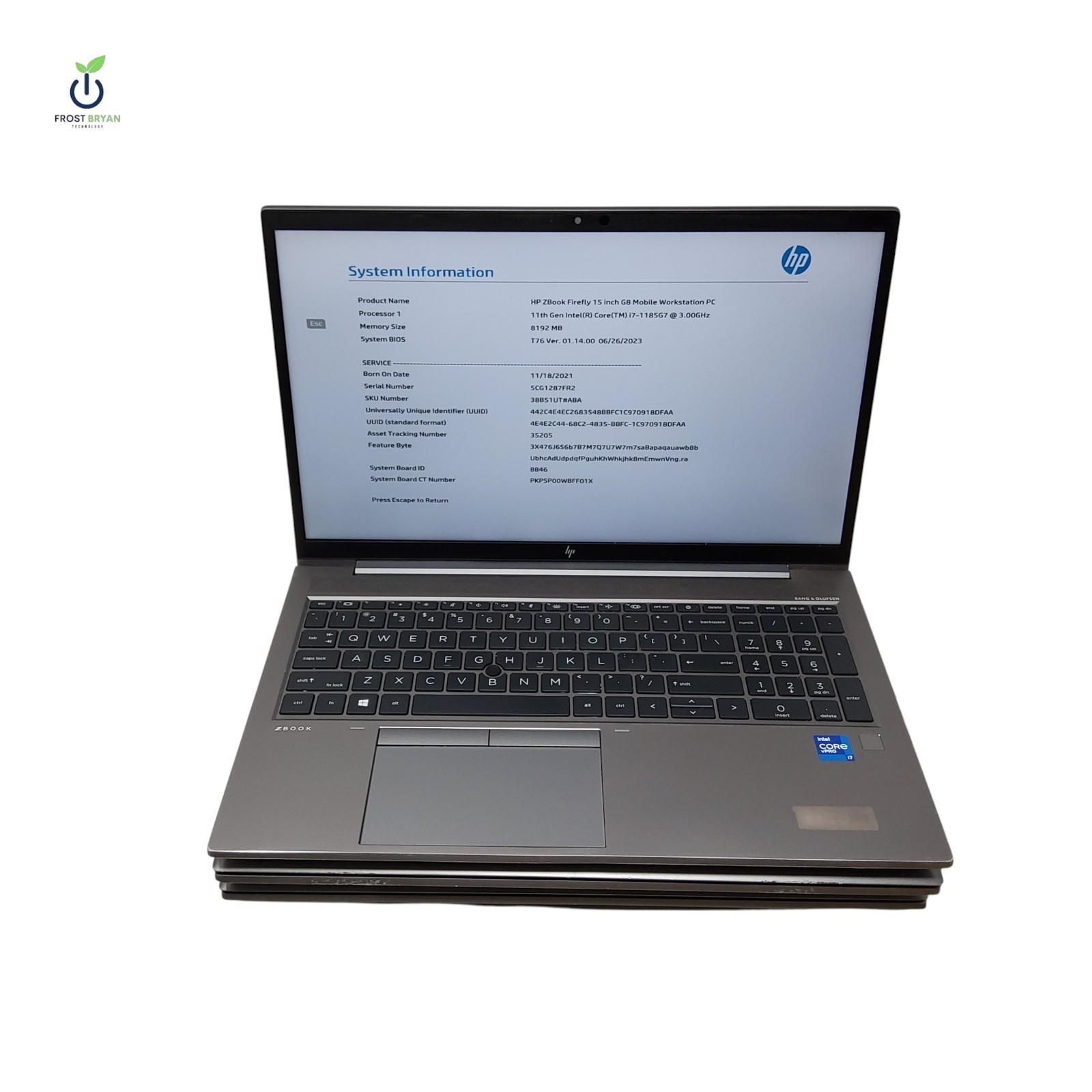 Lot of 3 HP ZBOOK FIREFLY 15″ G8 i7-1185G7@3.00GHZ 8/512GB No OS Grade C [READ]
