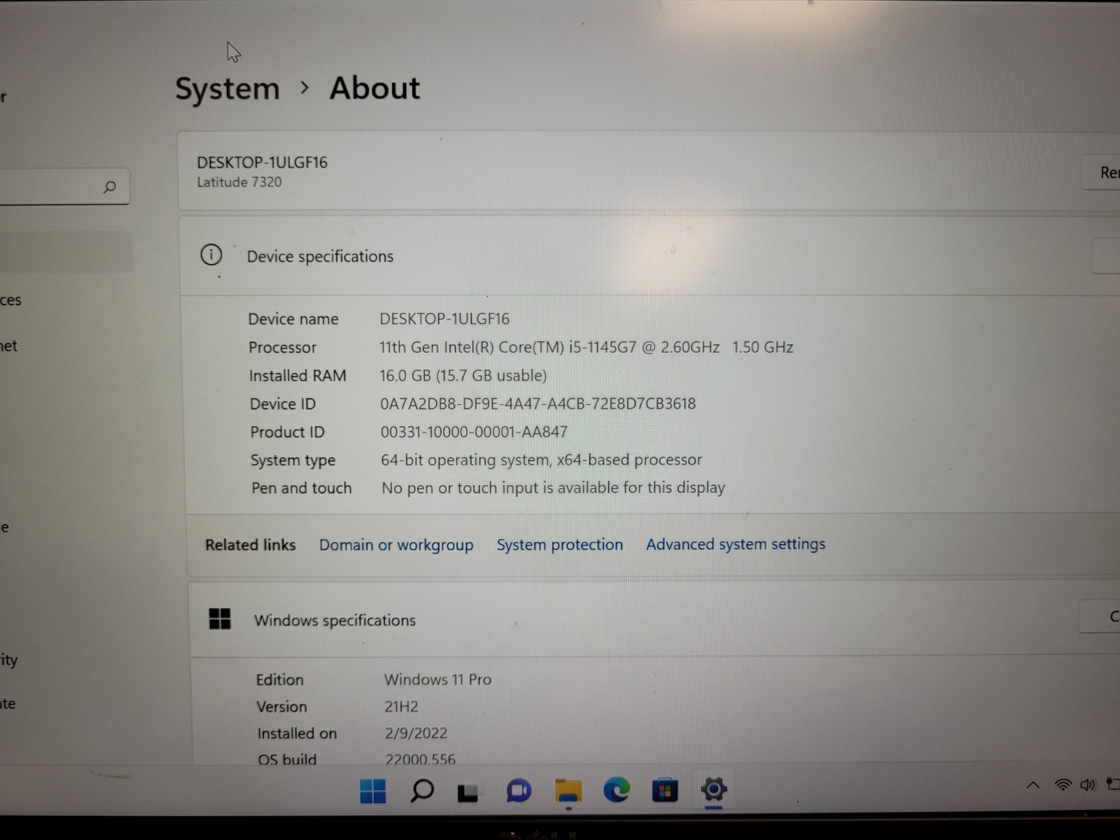 Dell latitude 7320 13.2″ i5-1145G7 2.6gh 16gb onboard ram 256gb ssd READ GMPT3D3