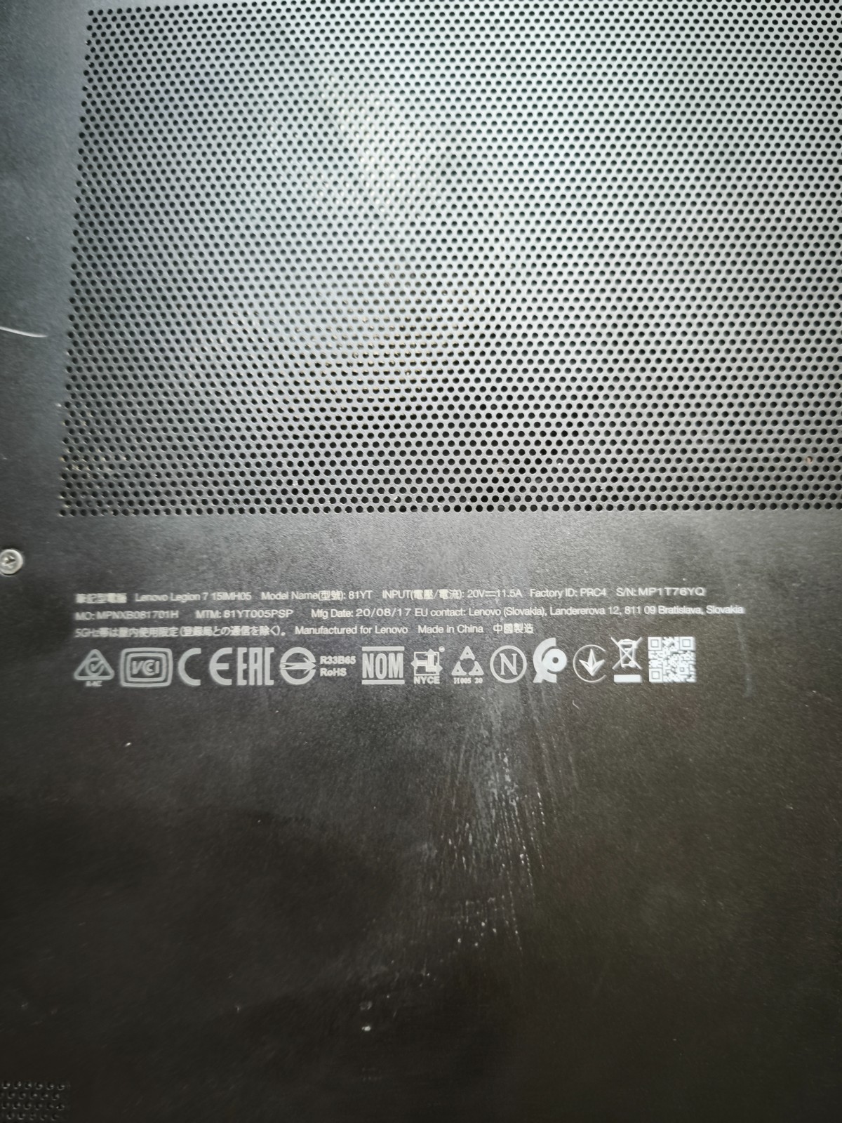 Lenovo Legion 7 15IMH05 NOT WORKING DC Input Short For Repair / Parts