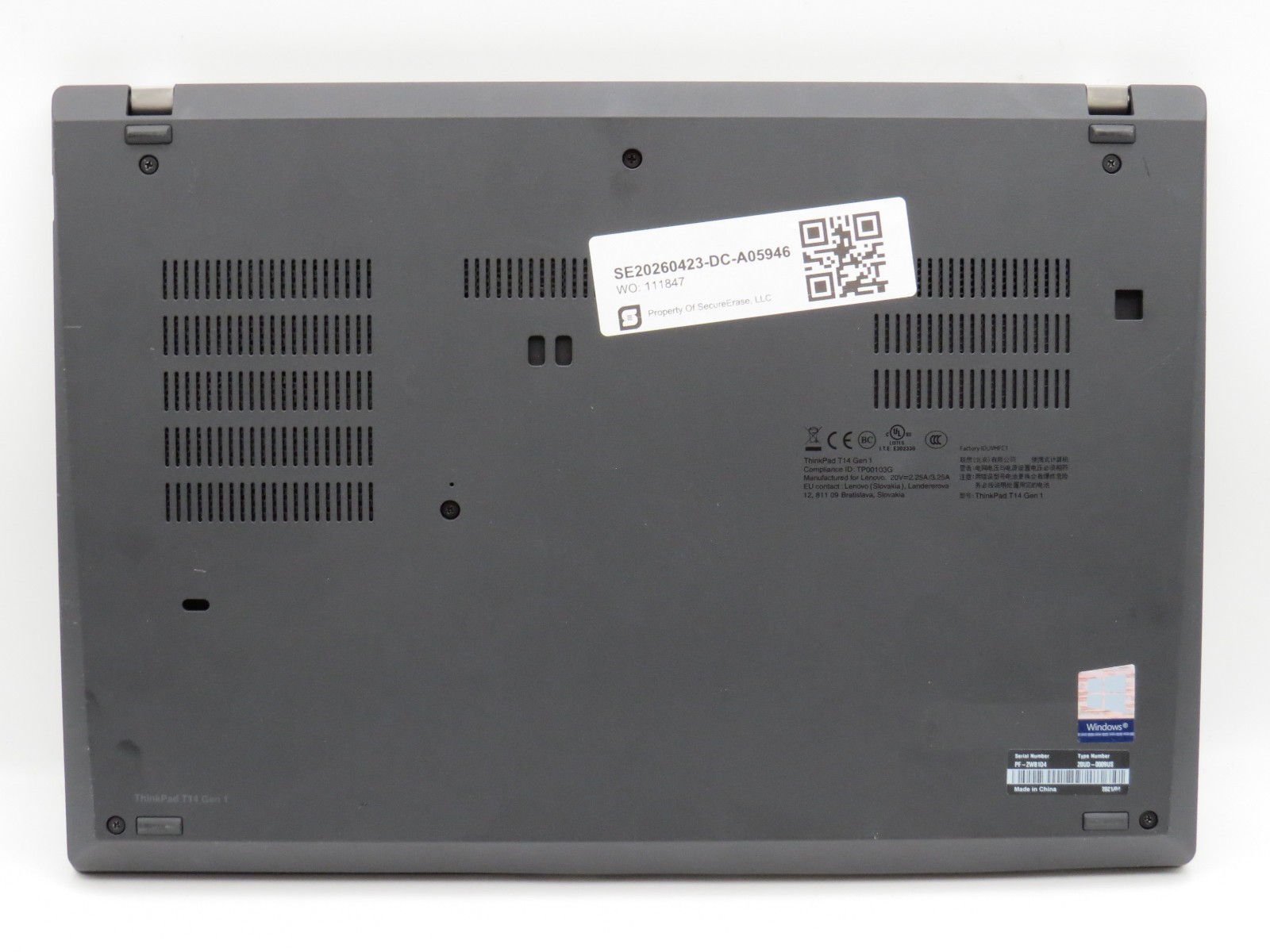 Lenovo ThinkPad T14 G1 Ryzen 5 Pro 4650U @ 1.7GHz 16GB DDR4 256GB m2 No OS