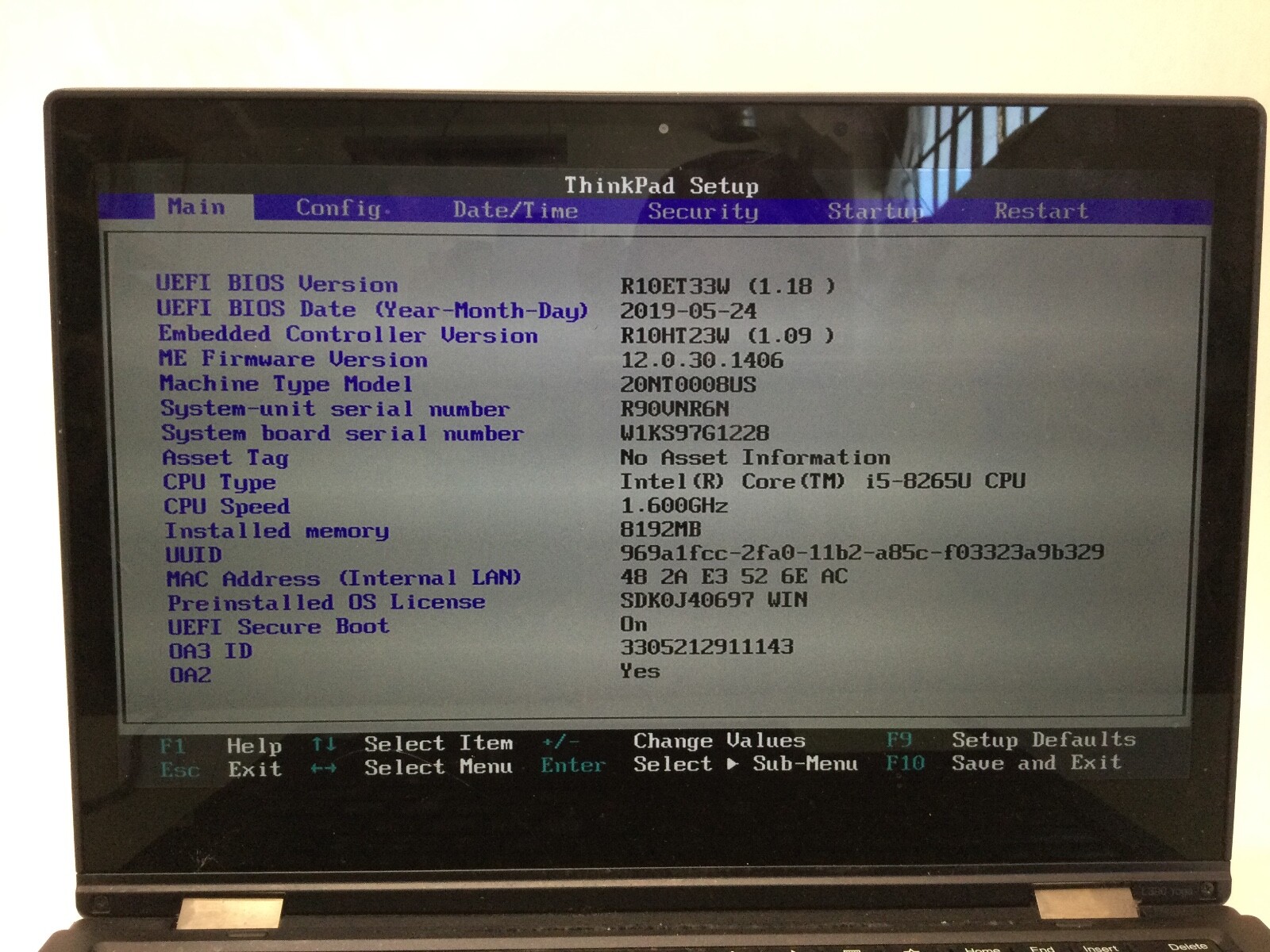LENOVO THINKPAD YOGA L380 – I5 8265U – 8GB RAM – WIN 11 – READ DESCRIPTION – BB!