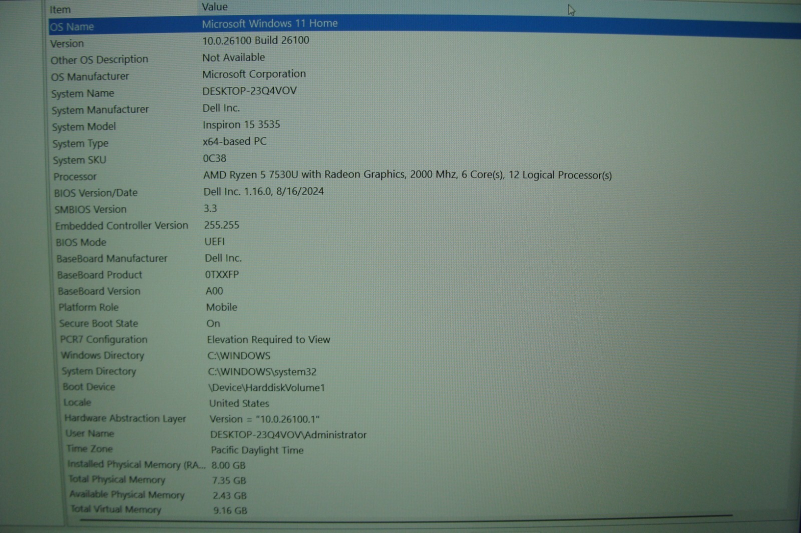 Dell Inspiron 15 3535 15.6” FHD TOUCH AMD Ryzen 5 7530U 2GHz 8GB 512GB Win11Home