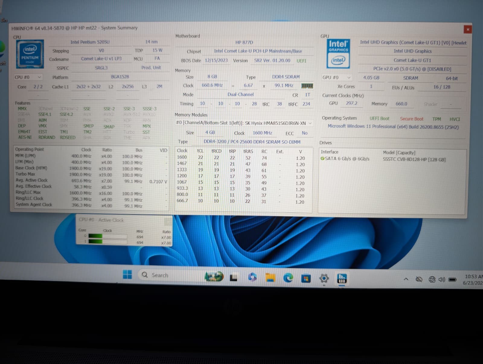 14″ HP ProBook MT22 | Pentium 5205U 8GB RAM 128GB SSD | FHD Backlit | Win 11 Pro