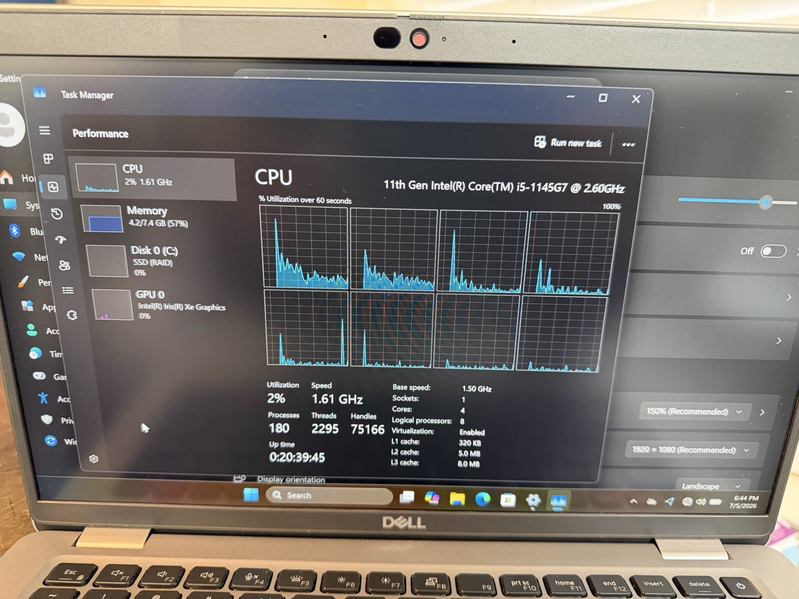 DELL LATITUDE 5420 INTEL CORE I5-1145G7 8GB RAM 256GB NVME 14 IN TOUCH WIN11