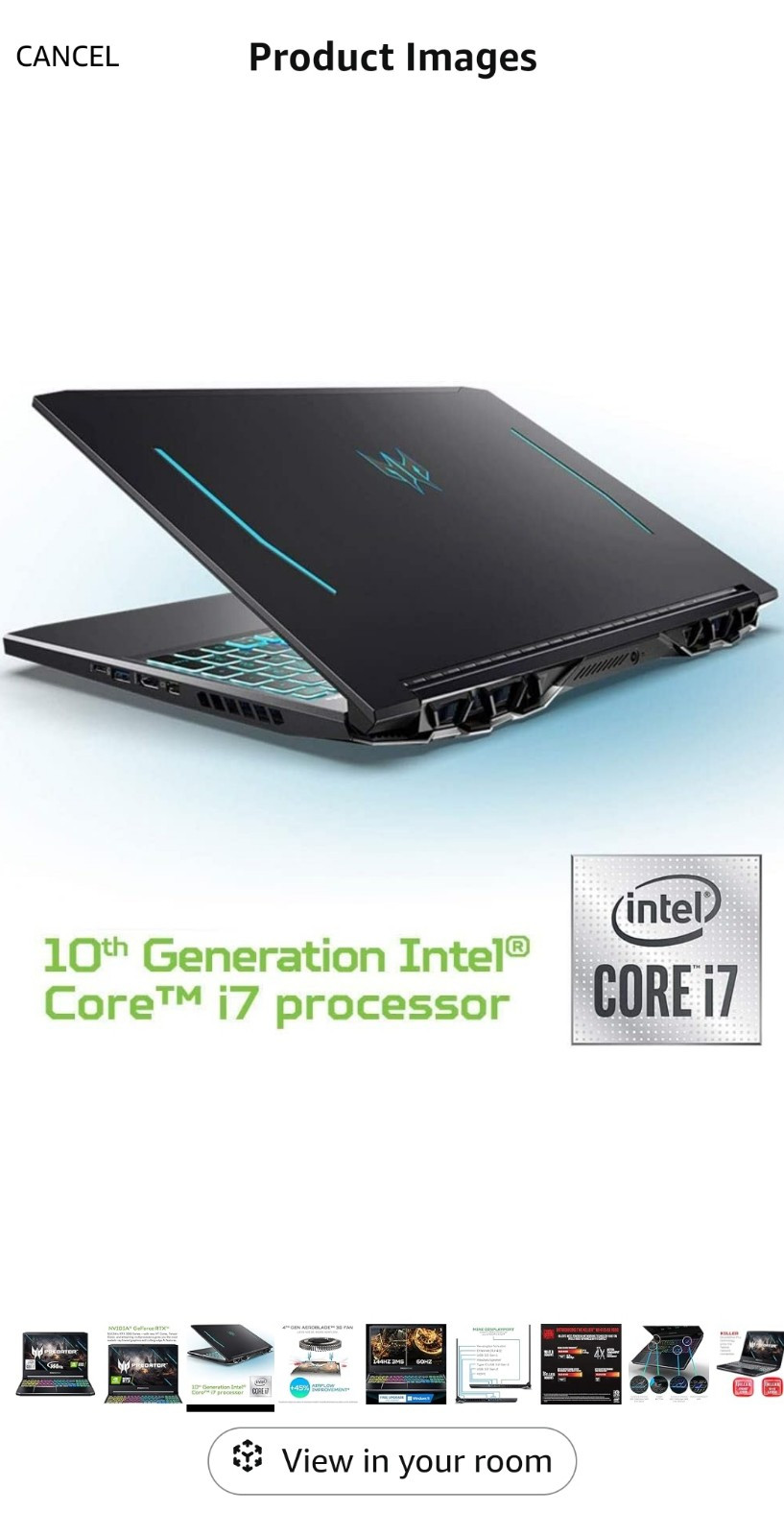 Acer Predator Helios 300 15.6 inch (512GB SSD, Intel Core i7 10th Gen., 2.60GHz,