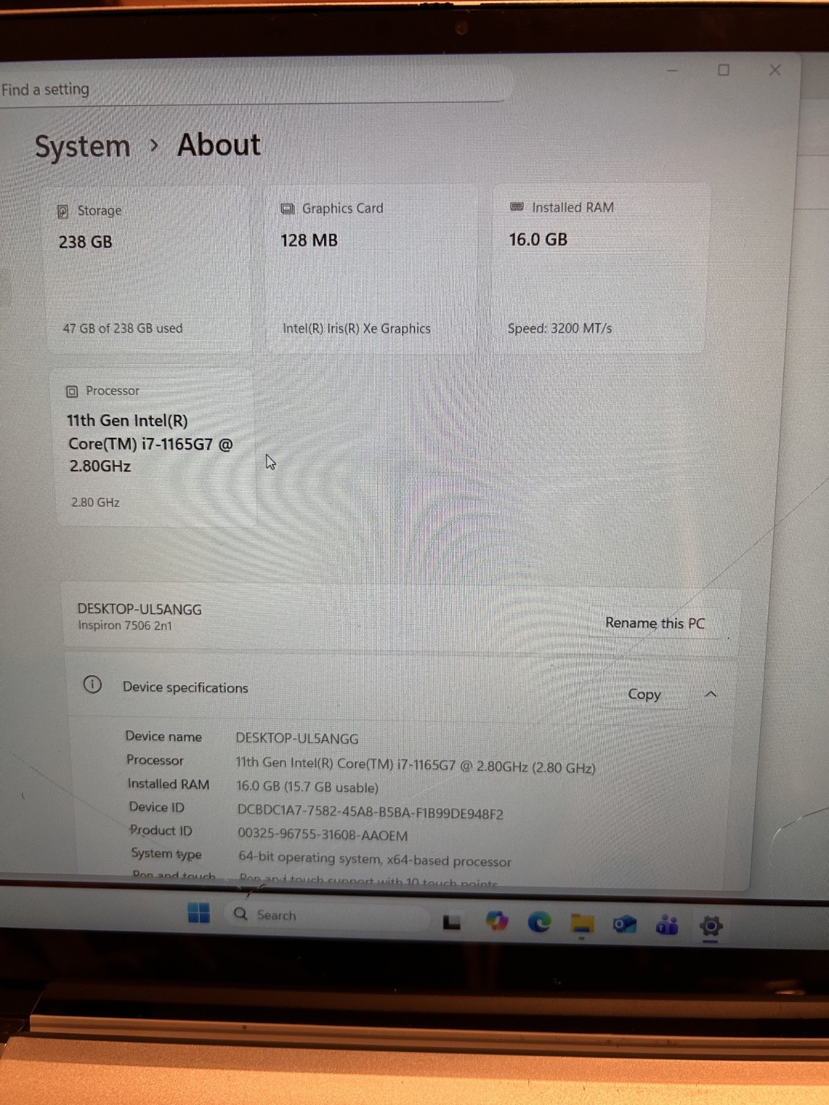 Dell Inspiron 7506 2-in-1 15.6″ Touch Laptop i7 2.8GHz 256GB SSD 16GB RAM read!