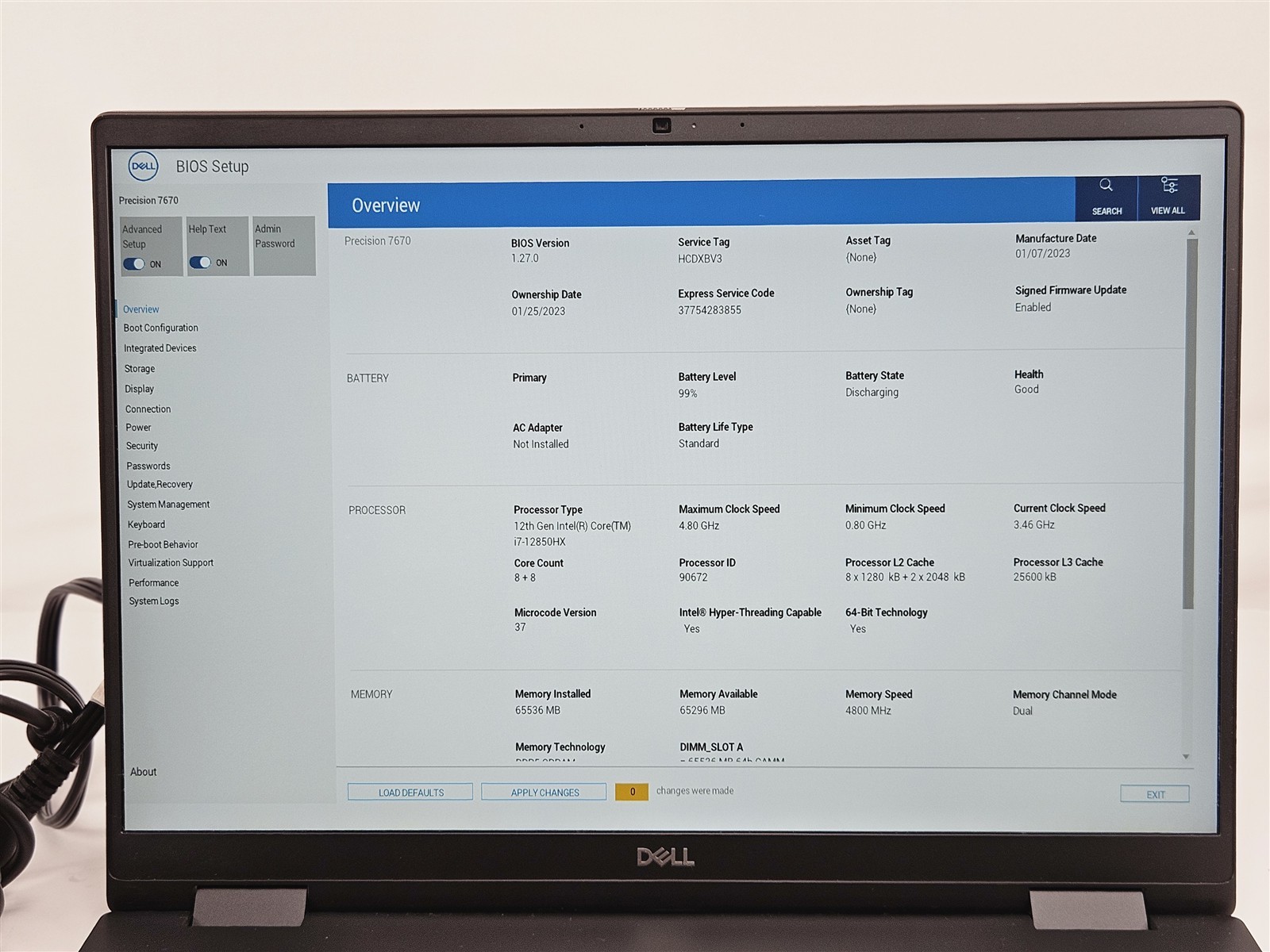 Dell Precision 7670 Intel Core i7-12850HX 64GB 1TB SSD 16″ CAD Laptop
