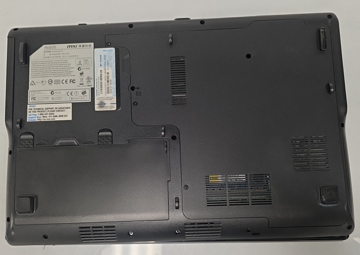 MSI A6200 Laptop (MS-1681) | Intel Pentium P6100 | 15.6″ | 4GB RAM | 320GB HDD