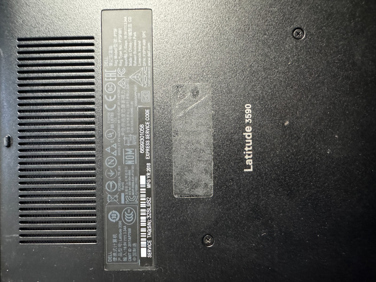 Dell Latitude 3590 Core I3 7th Gen Laptop For Parts/Repair #6142