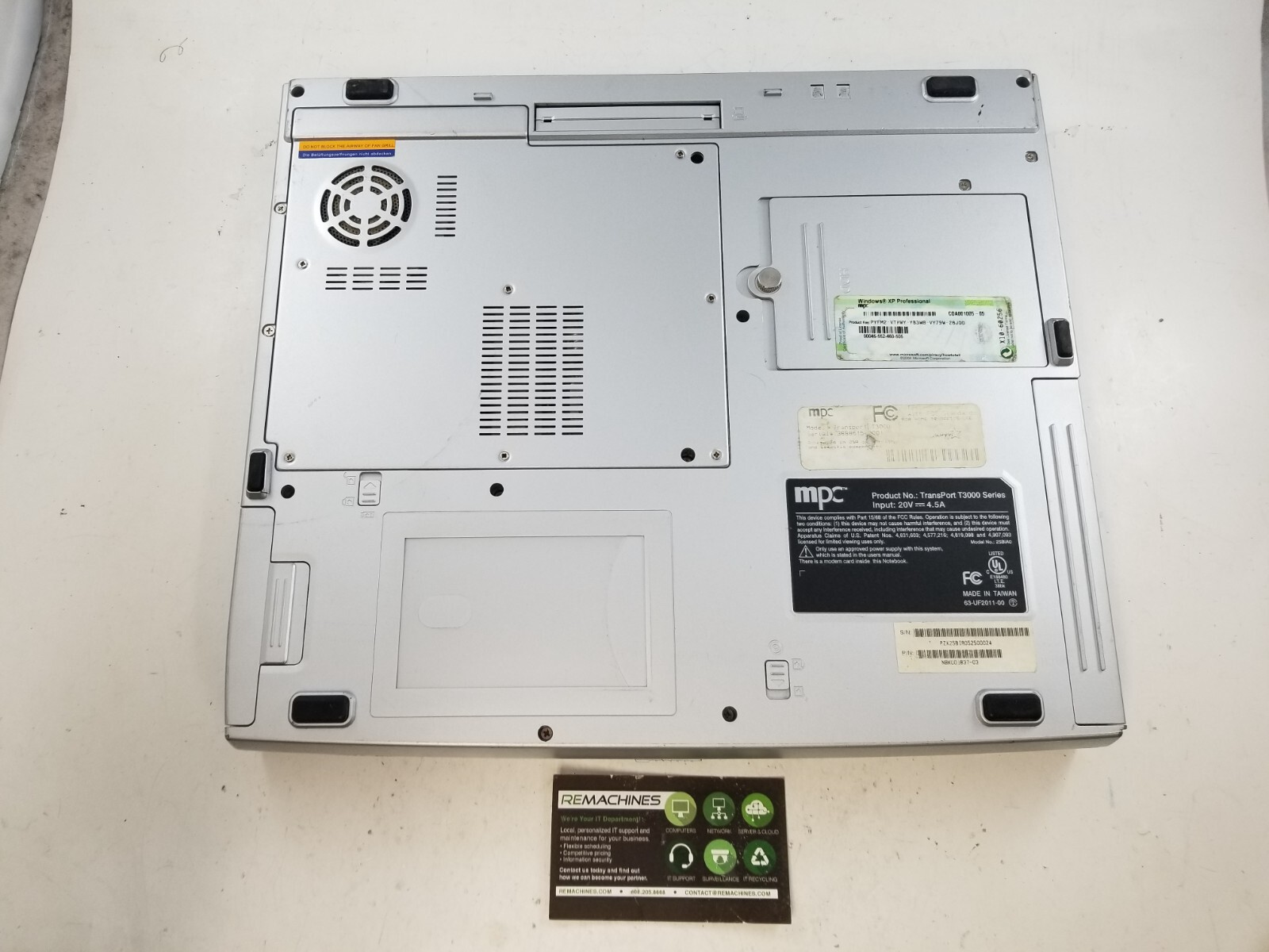 MPC TransPort T3000 14″ Laptop Pentium 1.8GHz 1GB 120GB HDD Radeon 9600M XP Pro