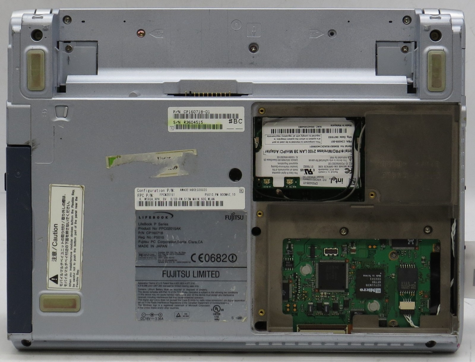 Fujitsu LifeBook P Series | Pentium-M ULV753 /256MB | No HDD/OS *PARTS*