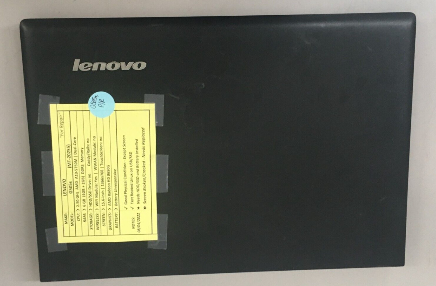 Lenovo G50s AMD A10-575M 2.50GHz 6GB For Parts/Repair Used