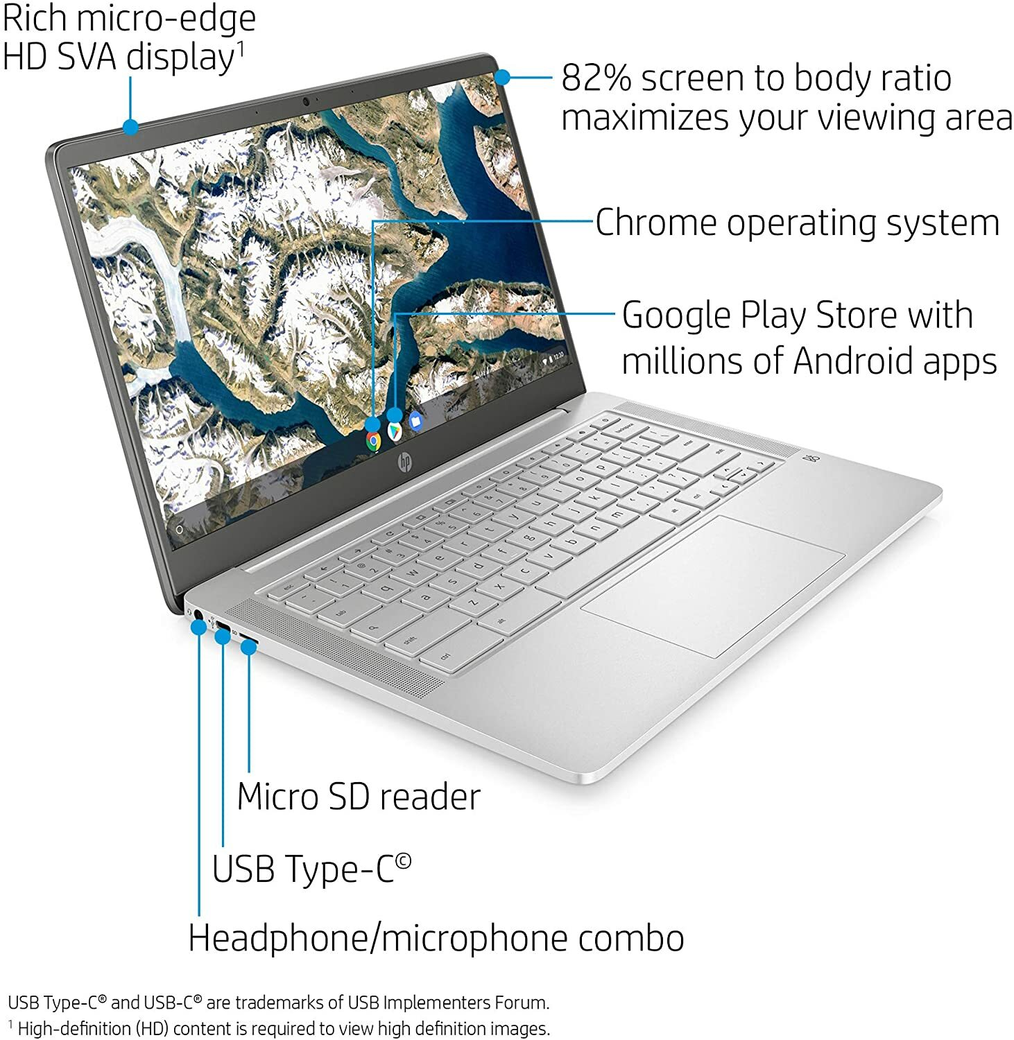 🎁2023 HP 14″ WLED HD Chromebook Celeron N4000/4G/32G 14a-na0020nr Ceramic White