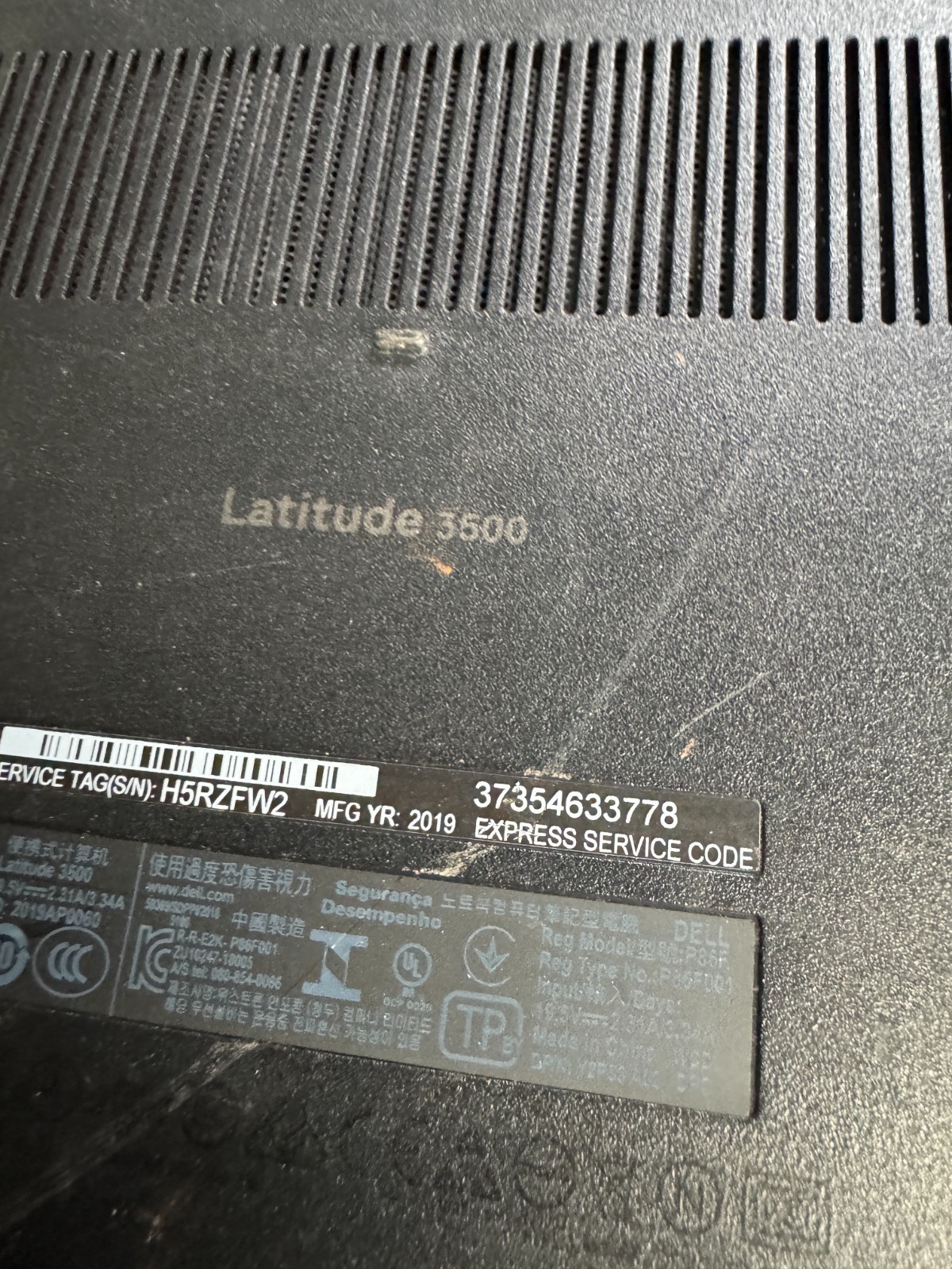 Dell Latitude 3500 Core I5 8th Gen 8GB RAM Laptop for Parts/Repair #5587