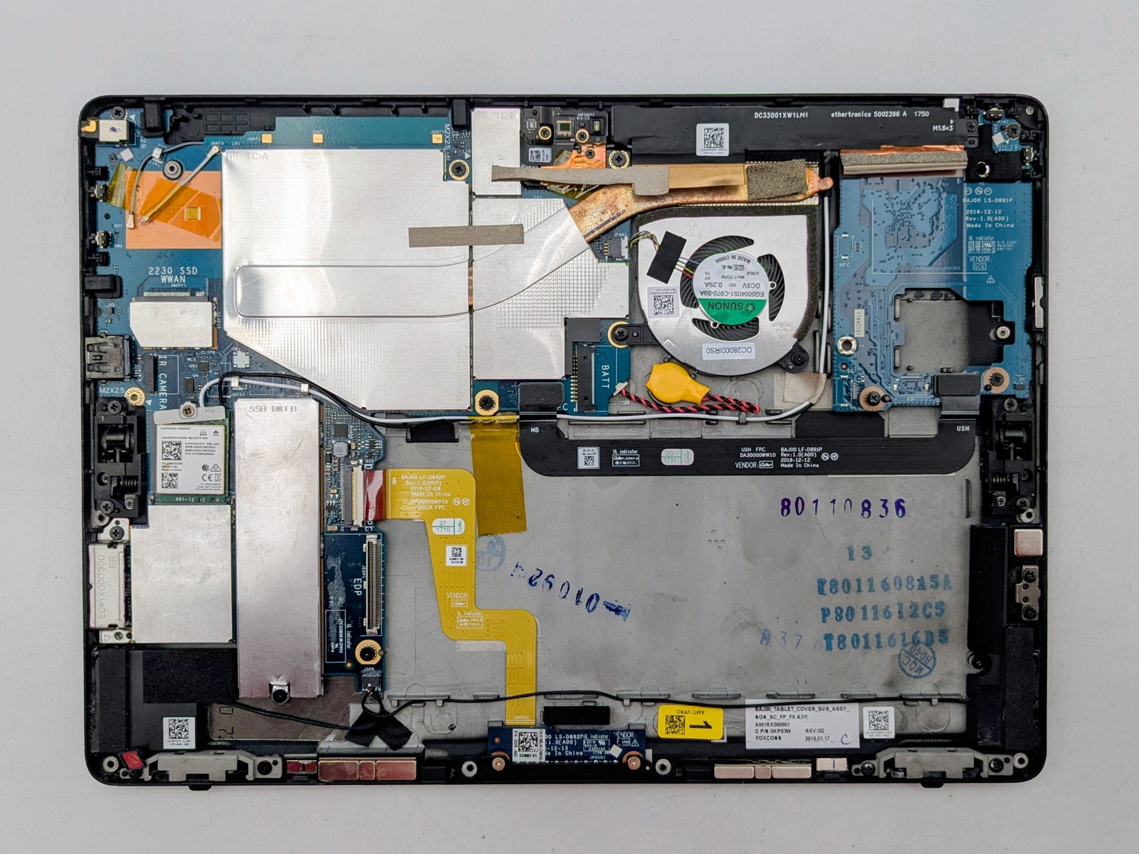 DELL Latitude 5285 2-in-1 I5-7300U 8GB Webcam Motherboard Palmrest *READ*