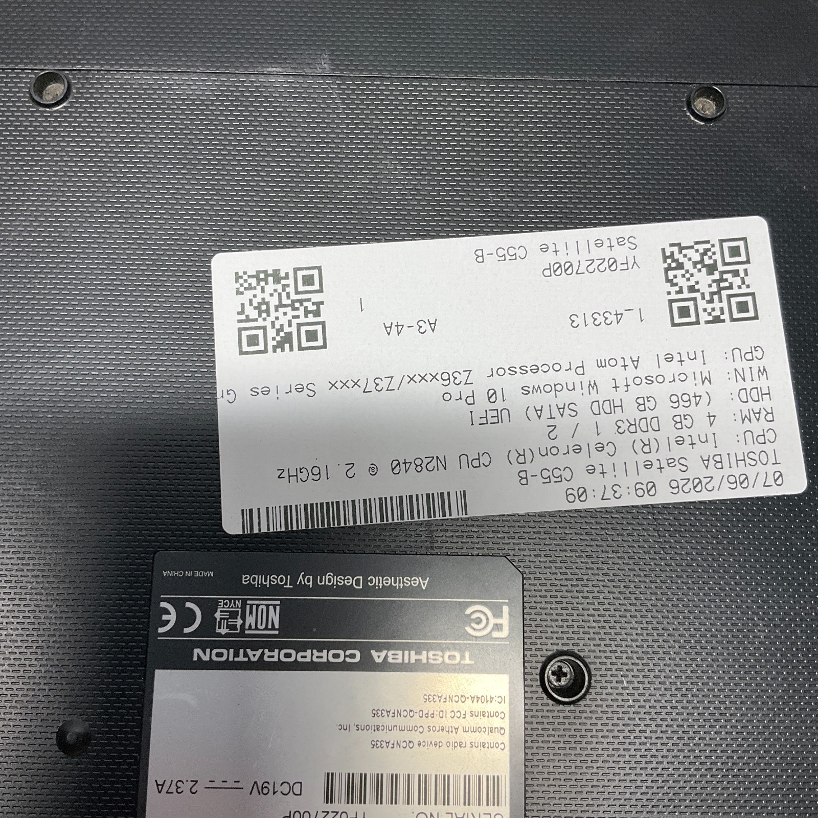 Toshiba Satellite C55-B Laptop Intel Celeron N2840 @ 2.16 GHz 4GB 500GB HDD