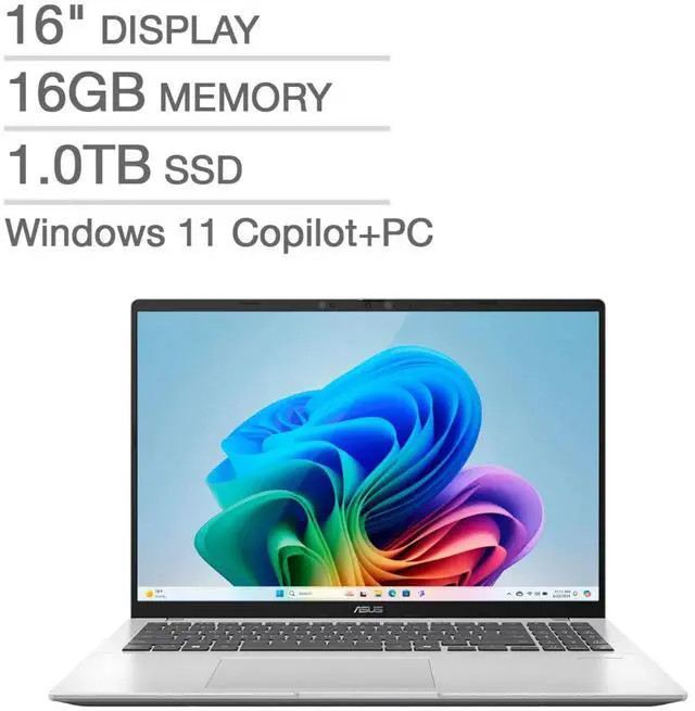 ASUS Vivobook 16 Copilot+ 16 in WUXGA IPS Snapdragon X X126100 16GB RAM 1TB SSD