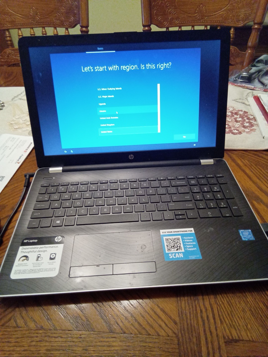 HP Pavilion Laptop Silver Model # 15bs061st, 500gb, 8gb Ddr3l