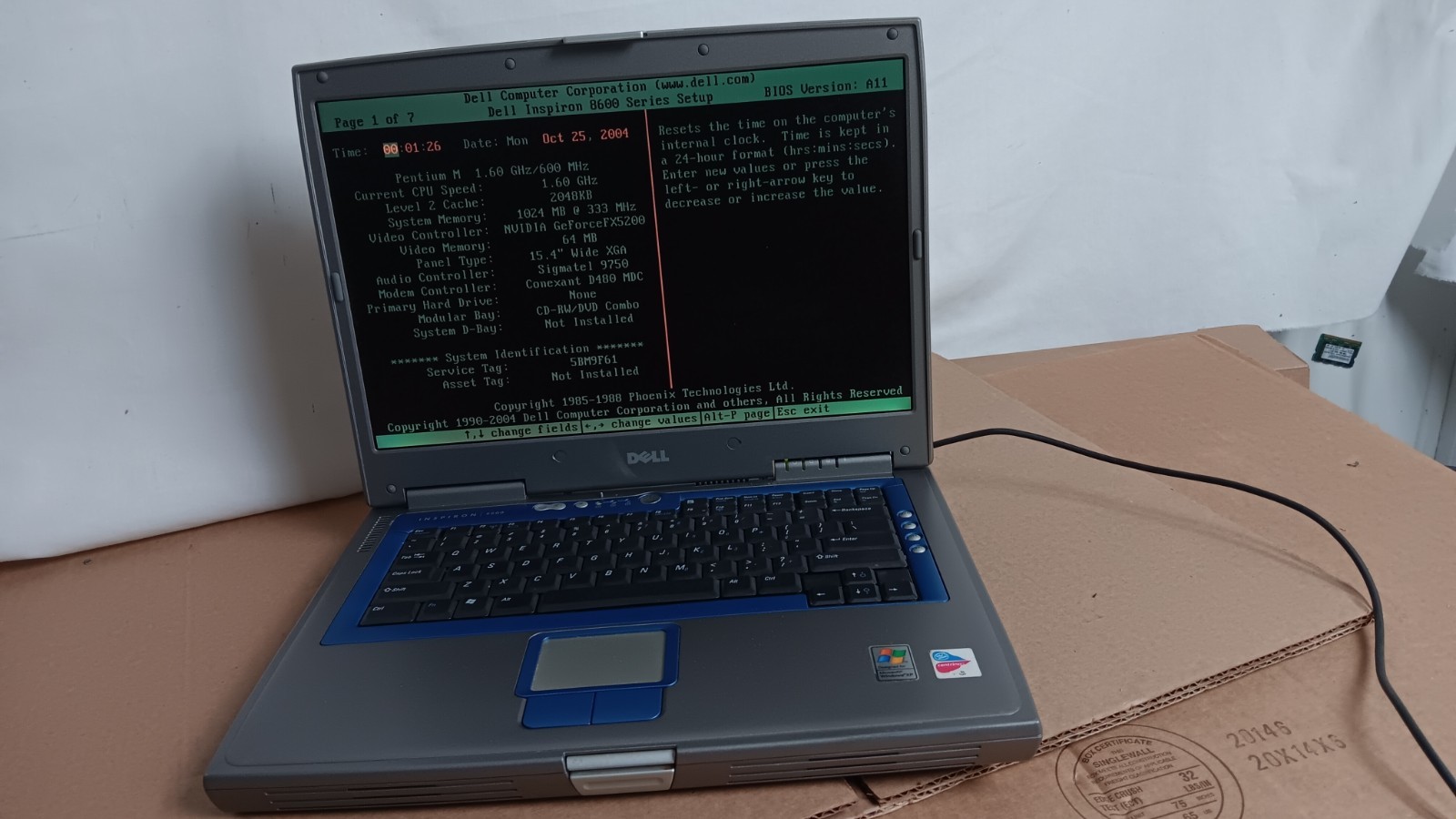 Dell Inspiron 8600 Laptop PM @ 1.60 GHz 1 GB DDR 15.4″ LCD Nvidia GeForce FX5200