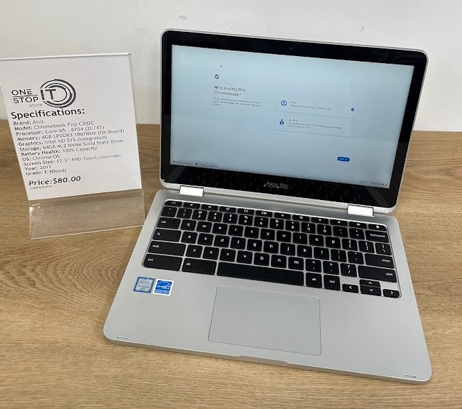 ASUS CHROMEBOOK FLIP C302C | CORE M5-6Y54 | 64 | 4GB | Intel HD 515 | 2017