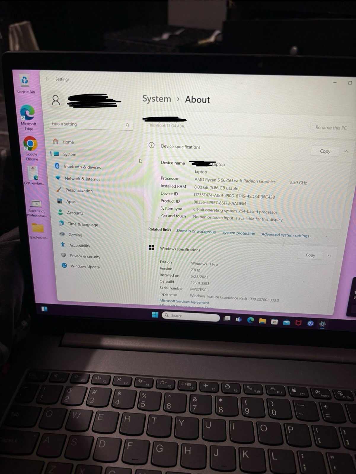 Lenovo ThinkBook 15 G4 ABA 15.6″ Ryzen 5 5625U 8GB 256GB SSD Win11 Pro