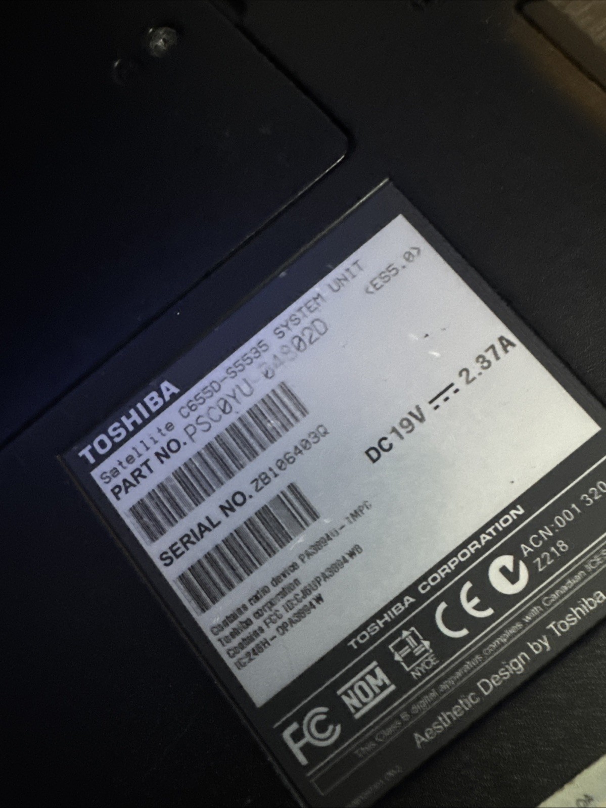 Toshiba Satellite C655D-S5338 15.6″ Laptop No HDD FOR PARTS UNTESTED